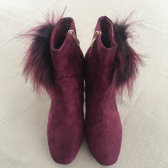 Burgundy suede finish boots with oompoSize 7.5 - Picture 2 of 4